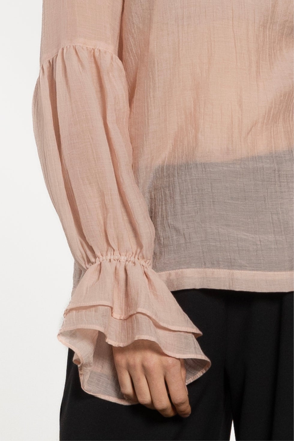 Poet Long Sleeve Semi-sheer Blouse in Pink