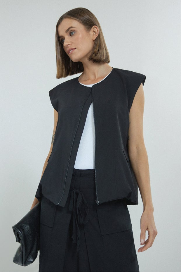 Pulse Zipped Waistcoat in Black