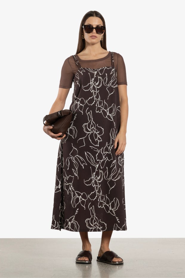 Reine Bias Cut Sleeveless Dress in Print