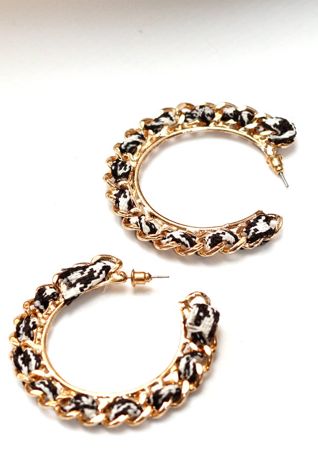Ribbon Hoop Earrings in Black