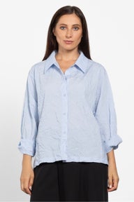Rocco Crush Pleated Shirt in Blue