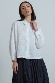 Rocco Crush Pleated Shirt in White