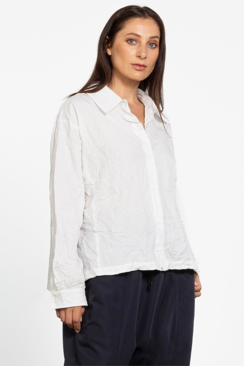Rocco Crush Pleated Shirt in White