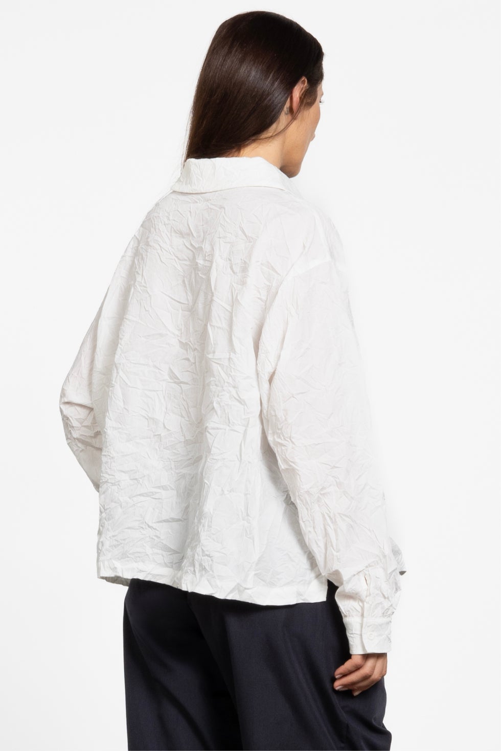 Rocco Crush Pleated Shirt in White
