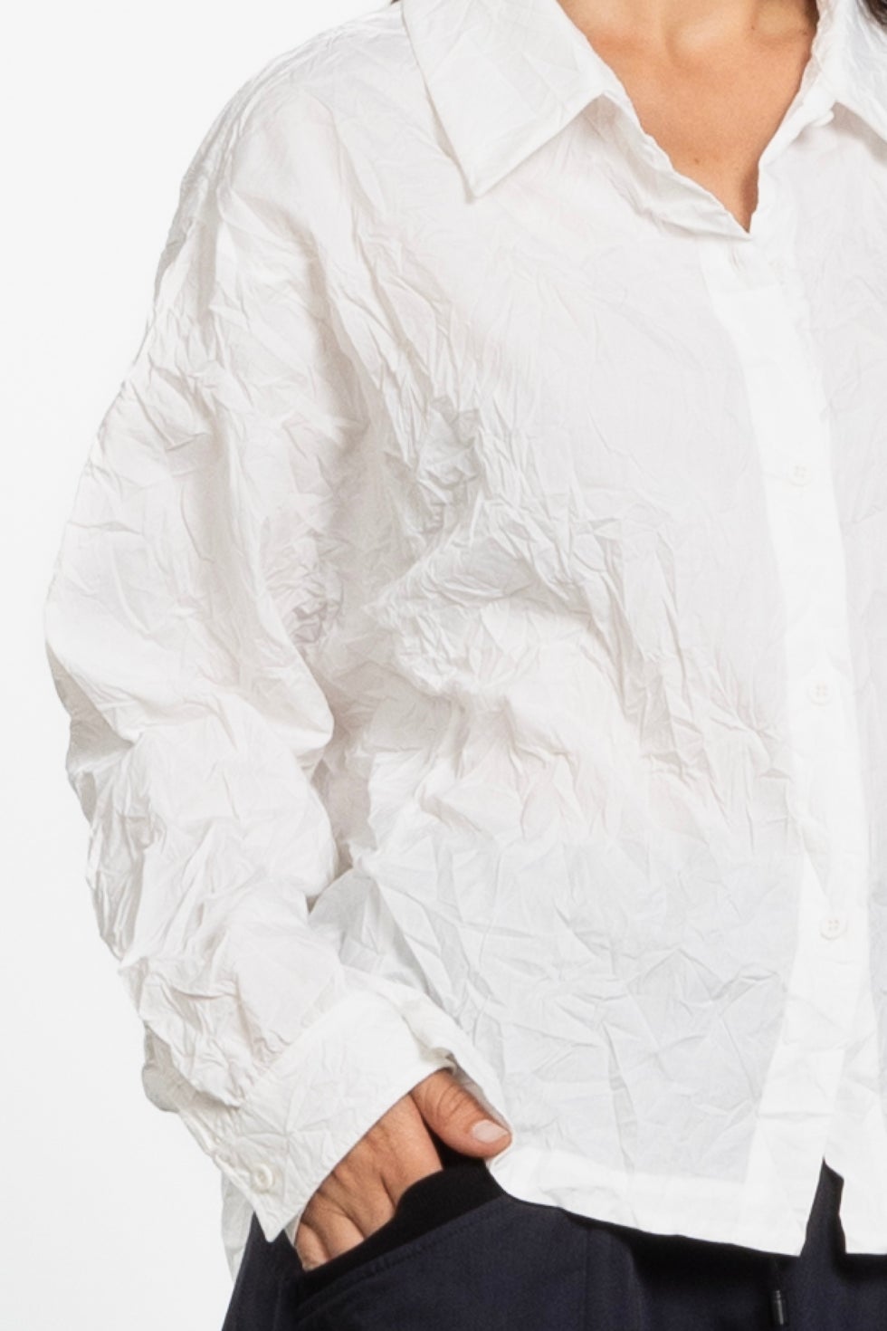 Rocco Crush Pleated Shirt in White