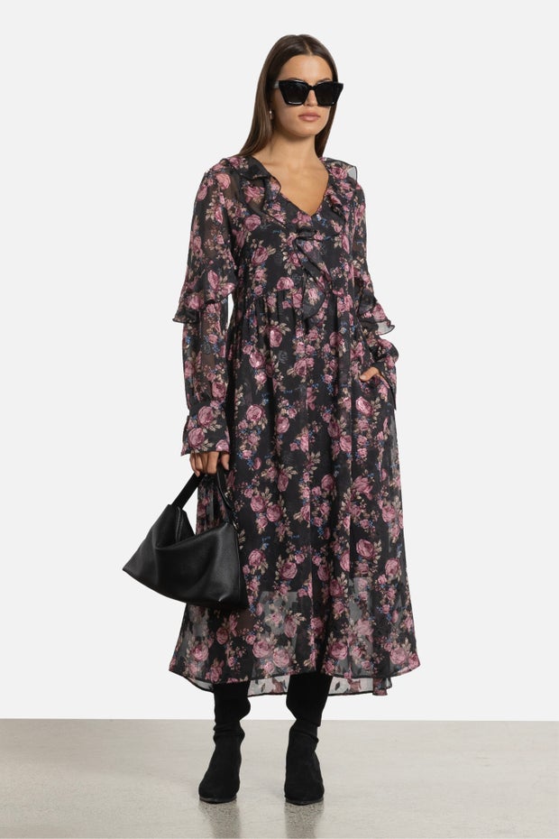 Roma Long Sleeve Dress And Petticoat in Print