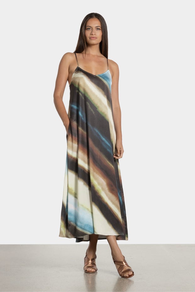 Romana Spaghetti-strap Long Dress in Print
