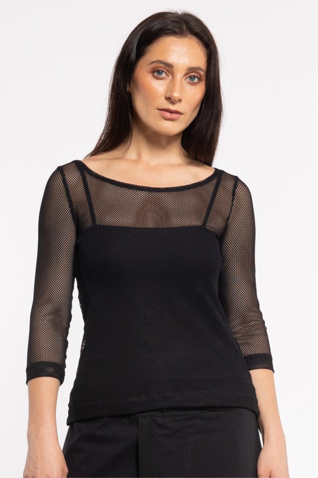 Ruby Mesh Tee in Black