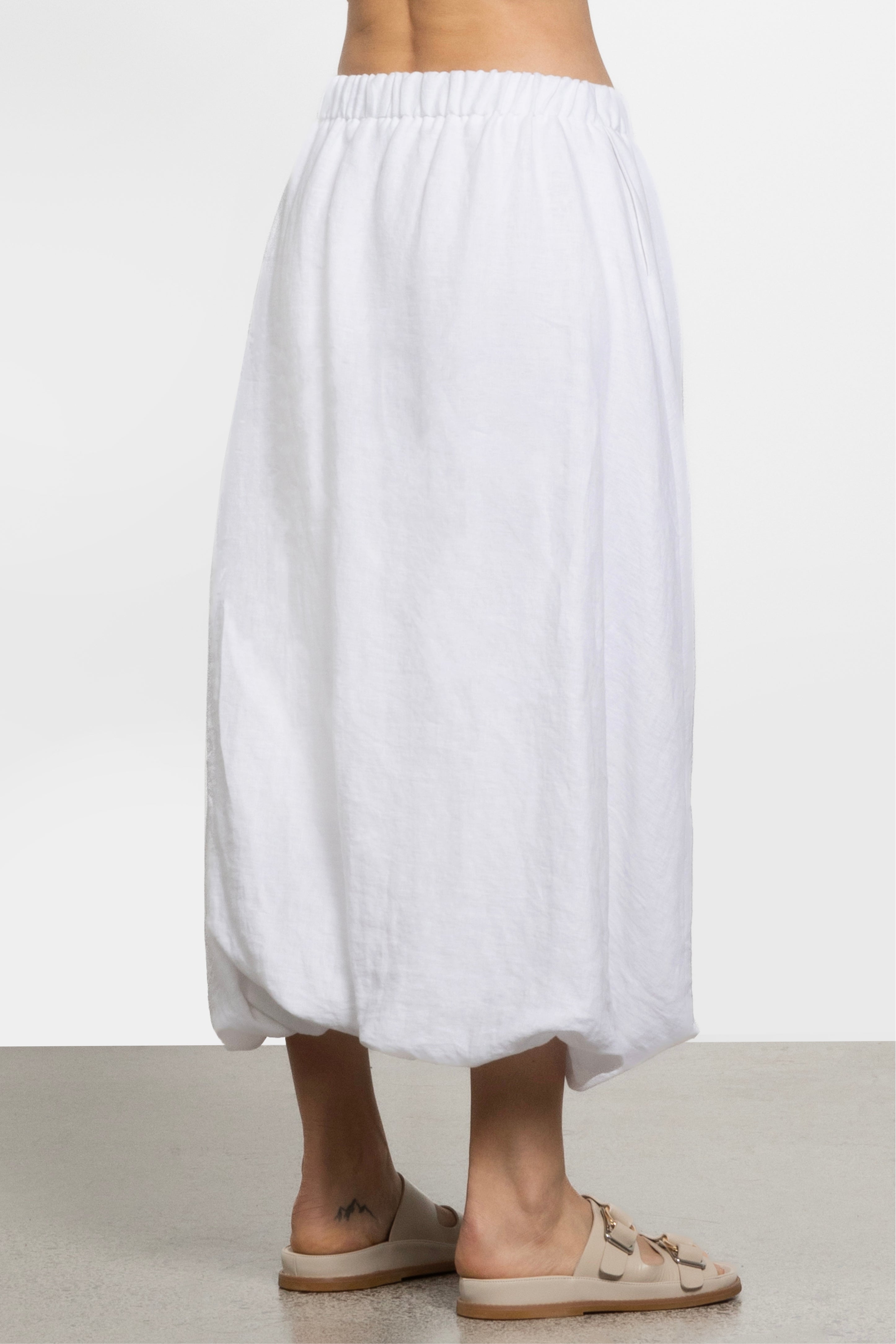 Rumba Linen Bubble Skirt in White Repertoire