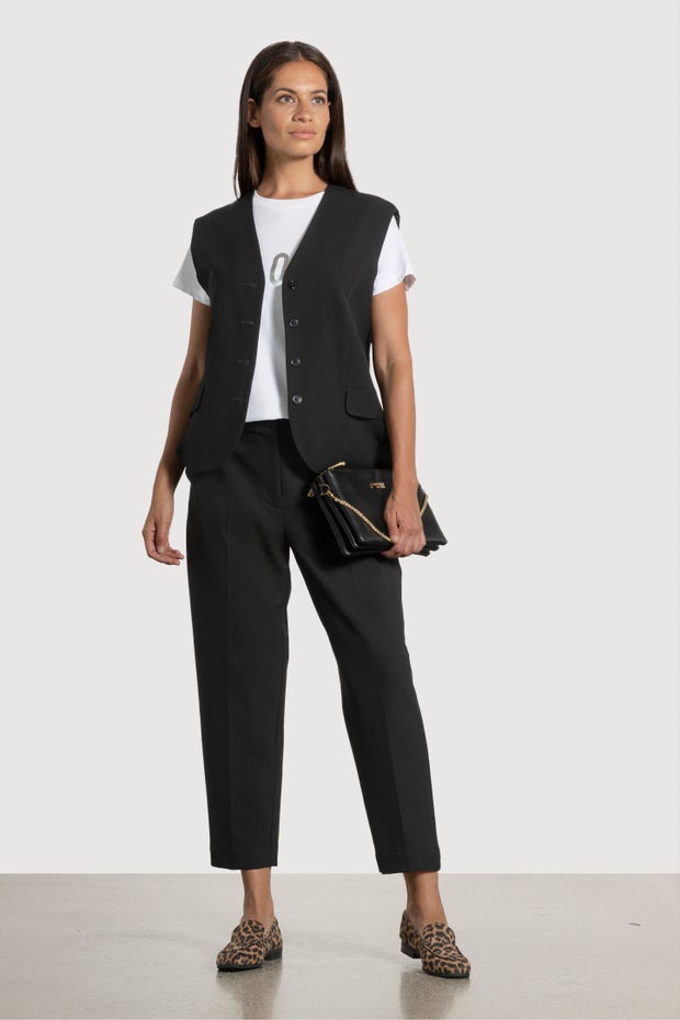 Santina V-neck Lined Waistcoat in Black