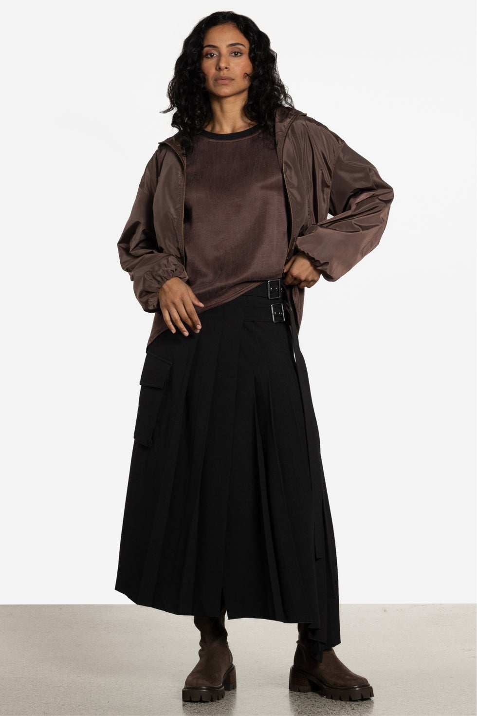 Sawyer Long Sleeve High-low Top in Brown