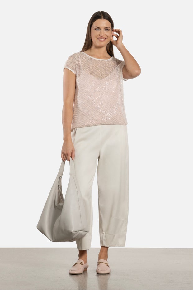 Sentiment Sequin Mesh Top & Cami in Pink