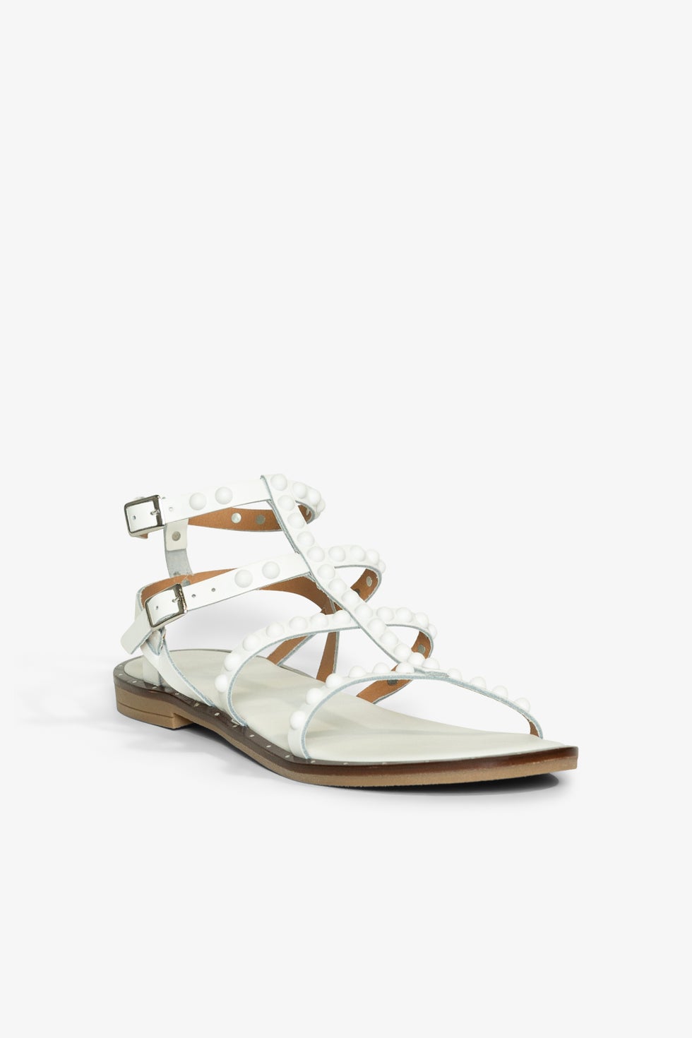 Serein Gladiator Flat Sandal in White