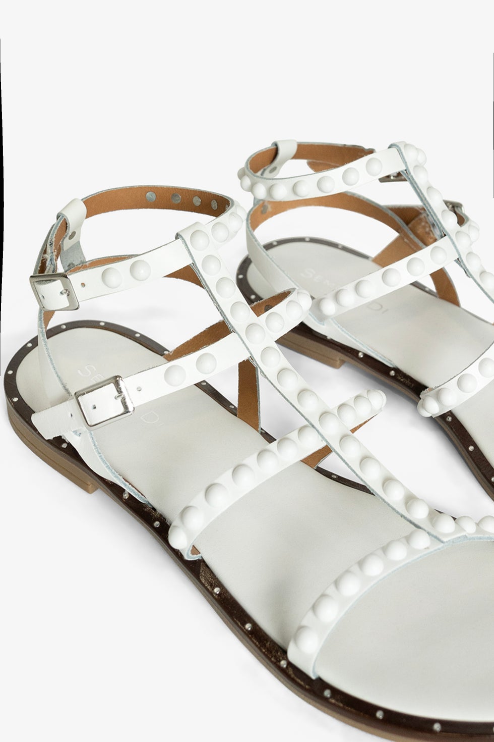 Serein Gladiator Flat Sandal in White