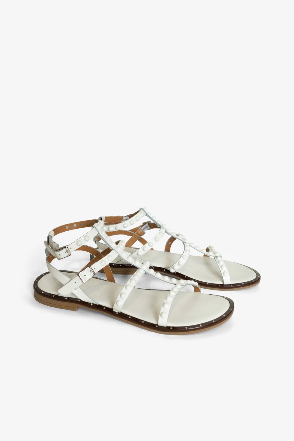 Serein Gladiator Flat Sandal in White