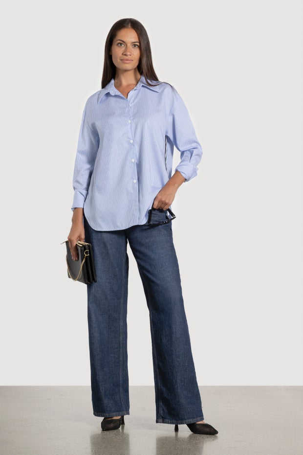 Serena Side Stripe Cotton Shirt in Stripe