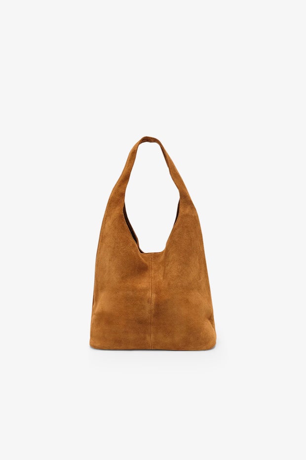 Sienna Suede Hobo Shoulder Bag in Brown
