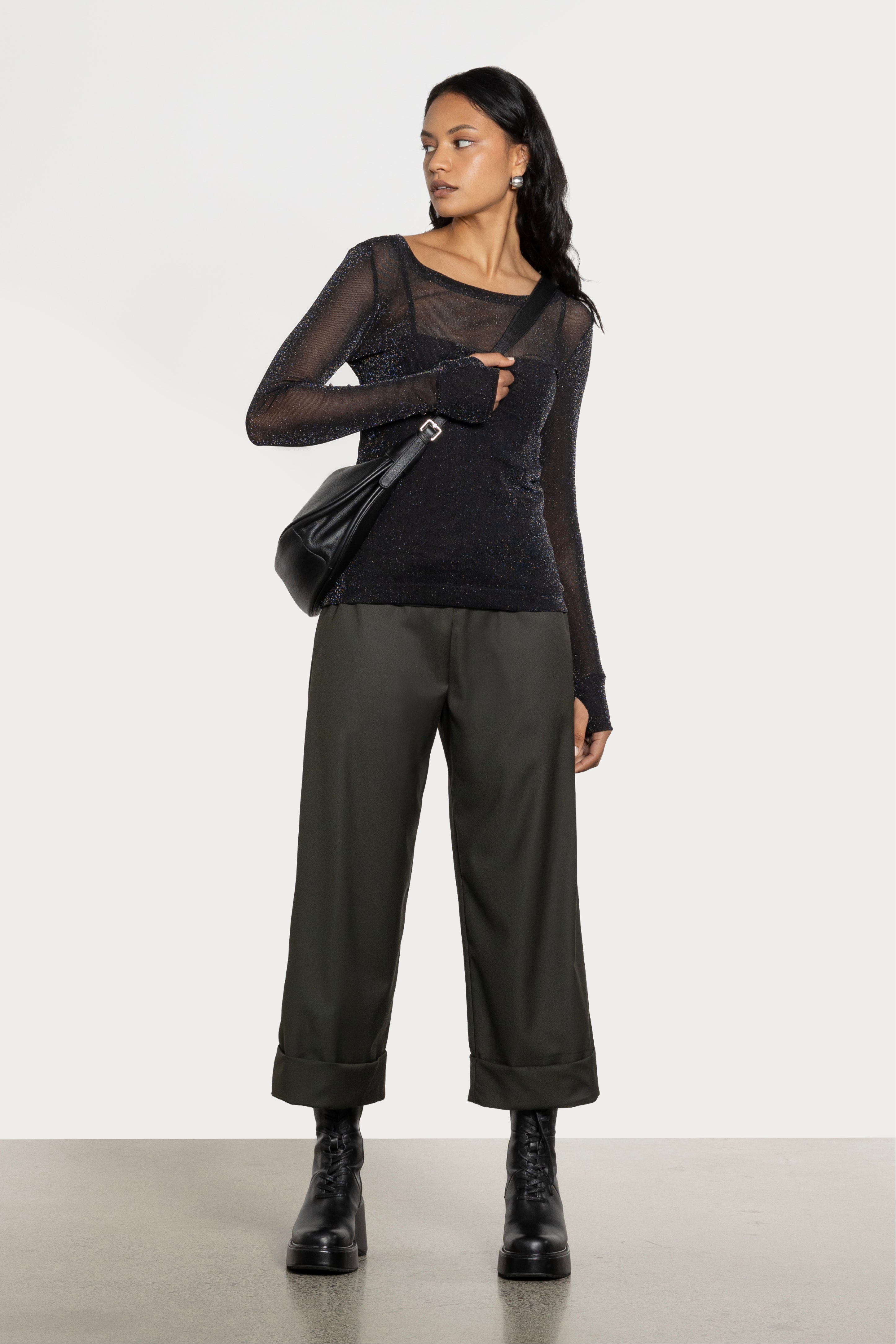 black sheer glitter top