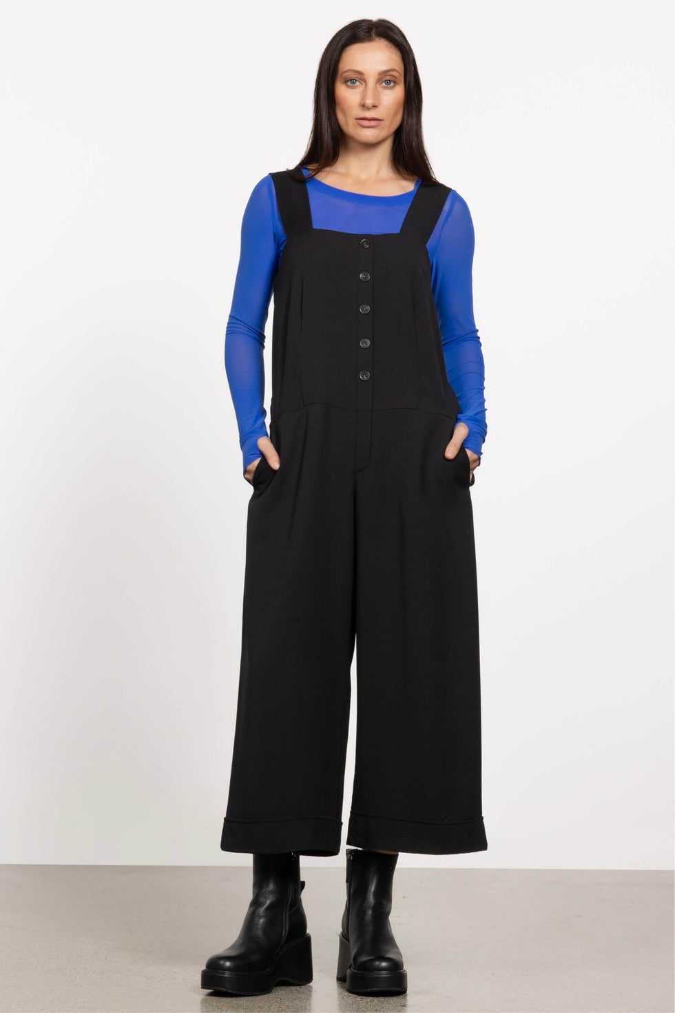 Siri Long Sleeve Mesh Top in Blue