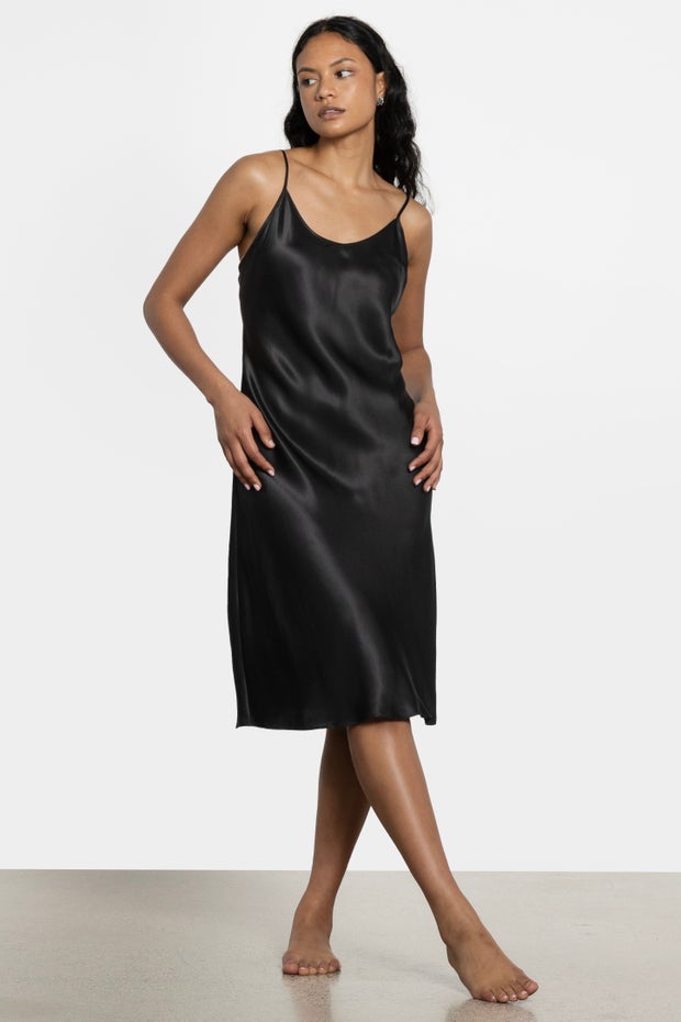 Sofia Silk Slip in Black