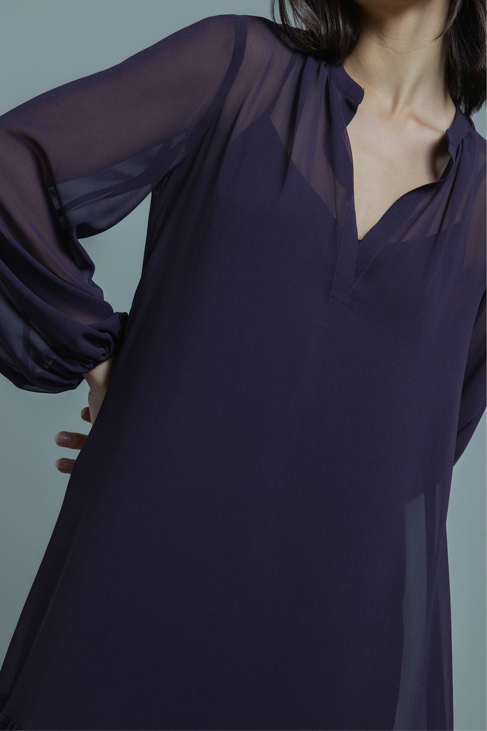 Solomon Tiered Midi Dress in Purple