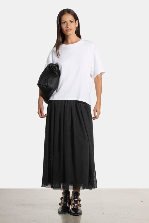 Speedy Mesh Layered Skirt in Black