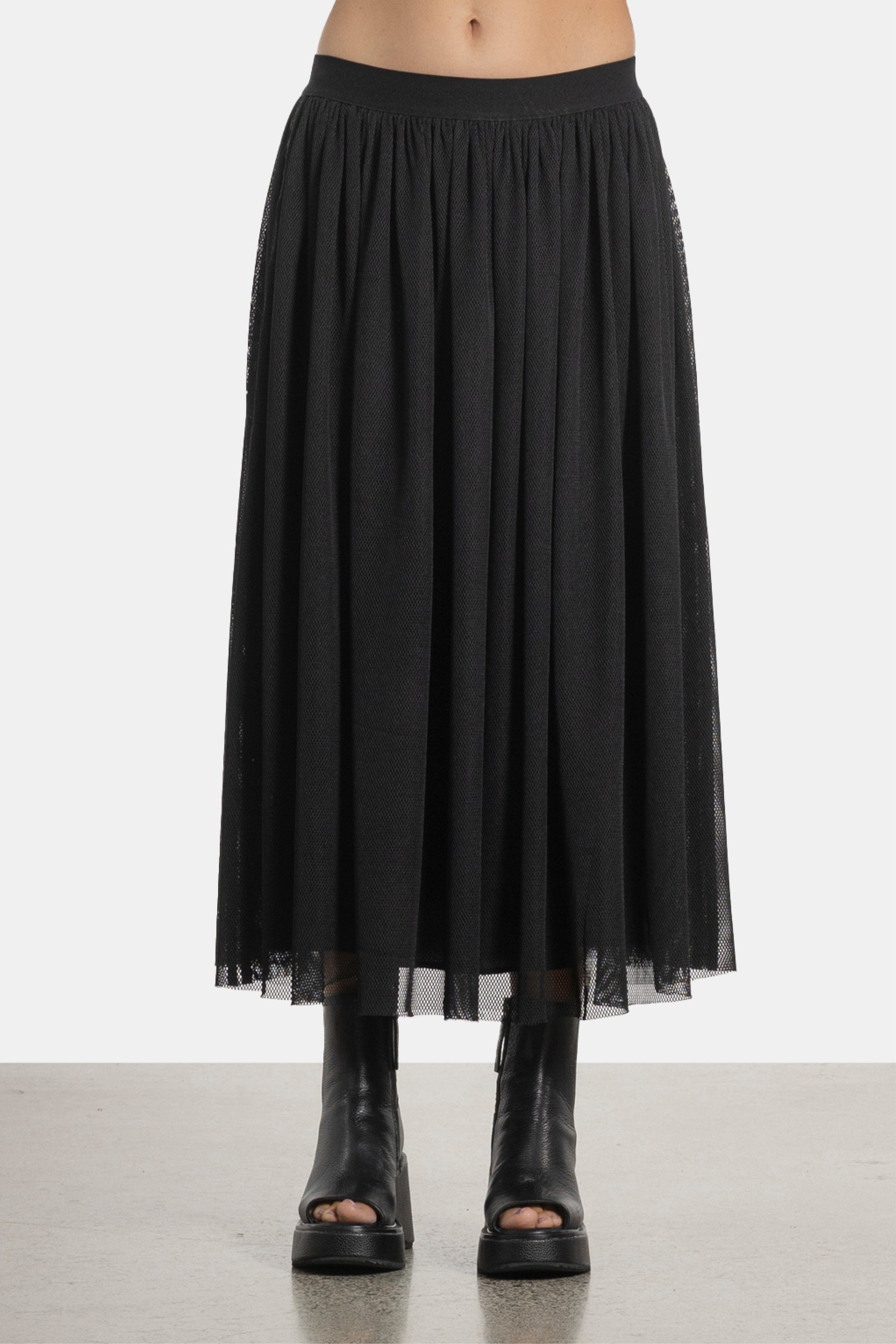 Speedy Mesh Layered Skirt in Black | REPERTOIRE | Repertoire