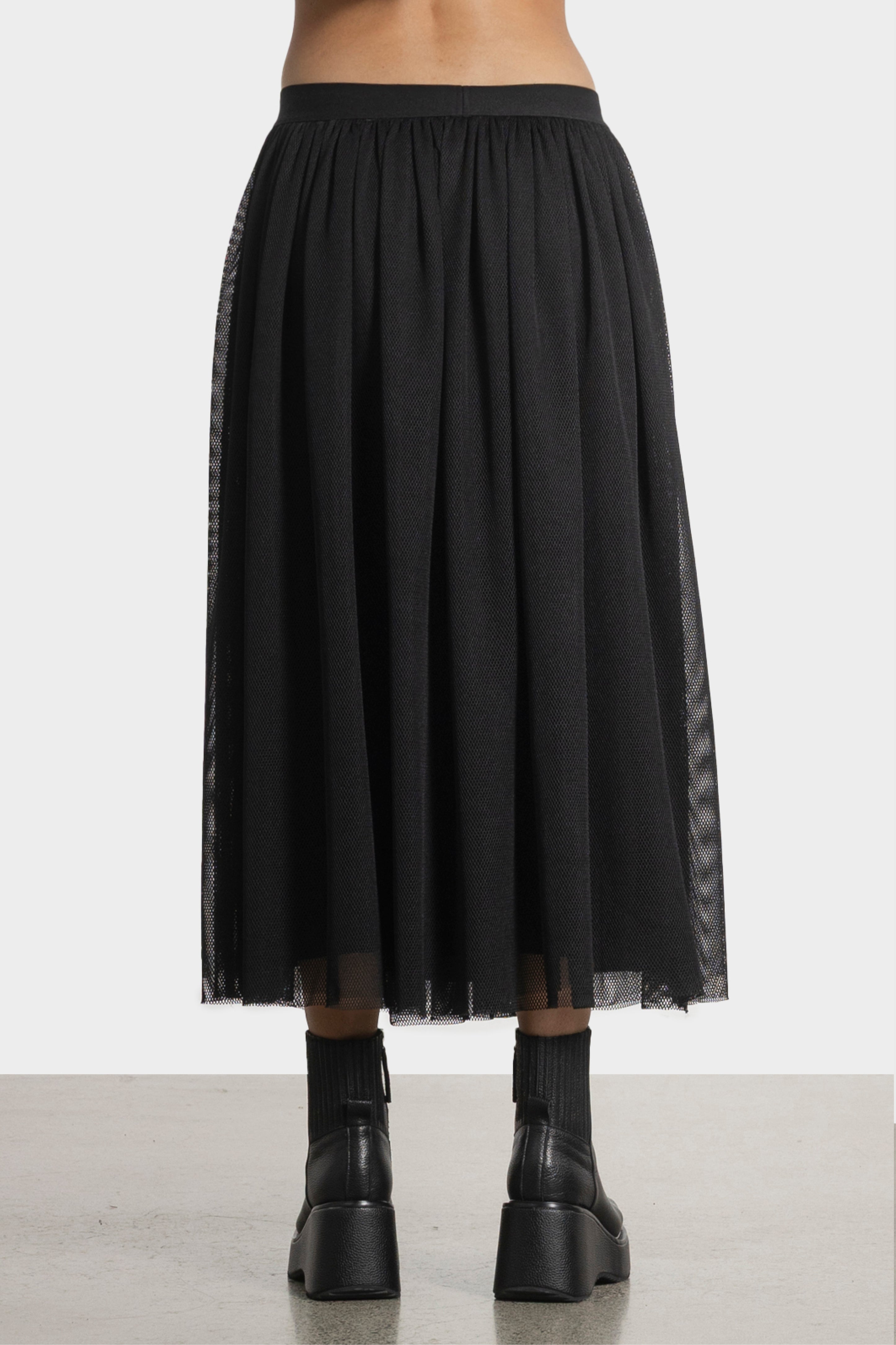 Speedy Mesh Layered Skirt in Black | REPERTOIRE | Repertoire
