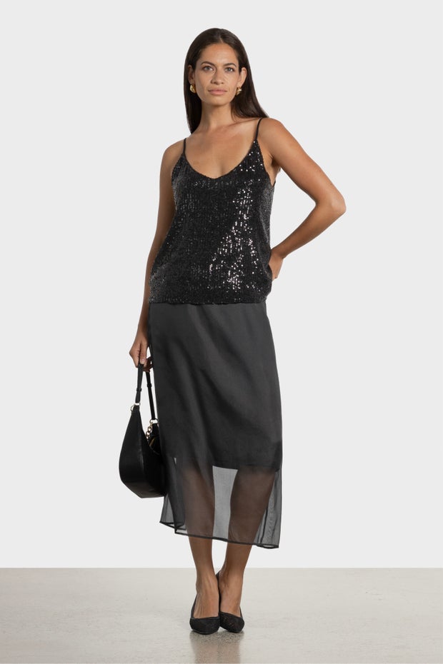 Starlight Sequin Cami in Black
