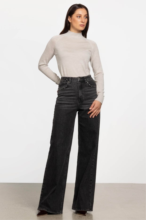 Strider Stretch Wide Leg Jean in Grey