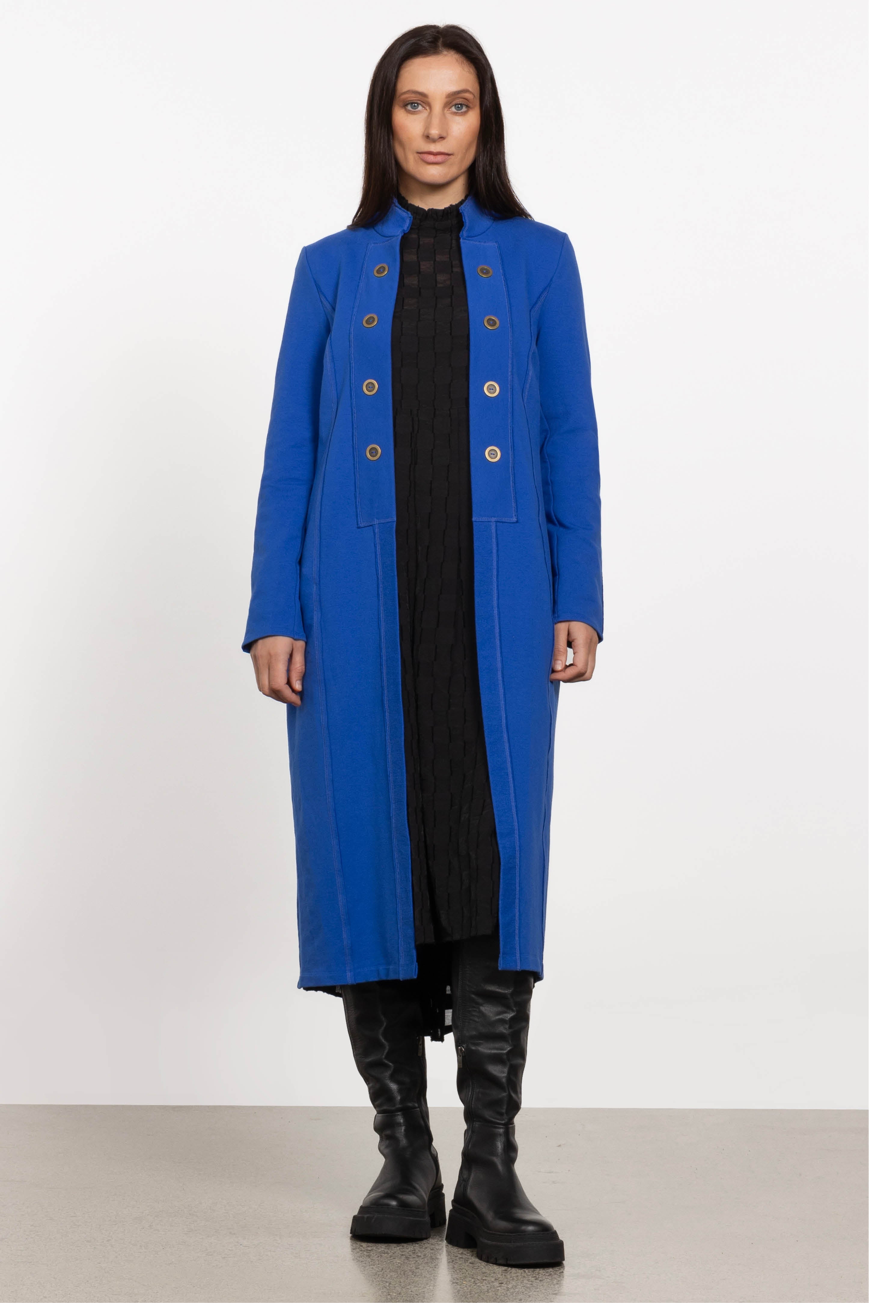 Suffragette Long Coat in Blue Repertoire