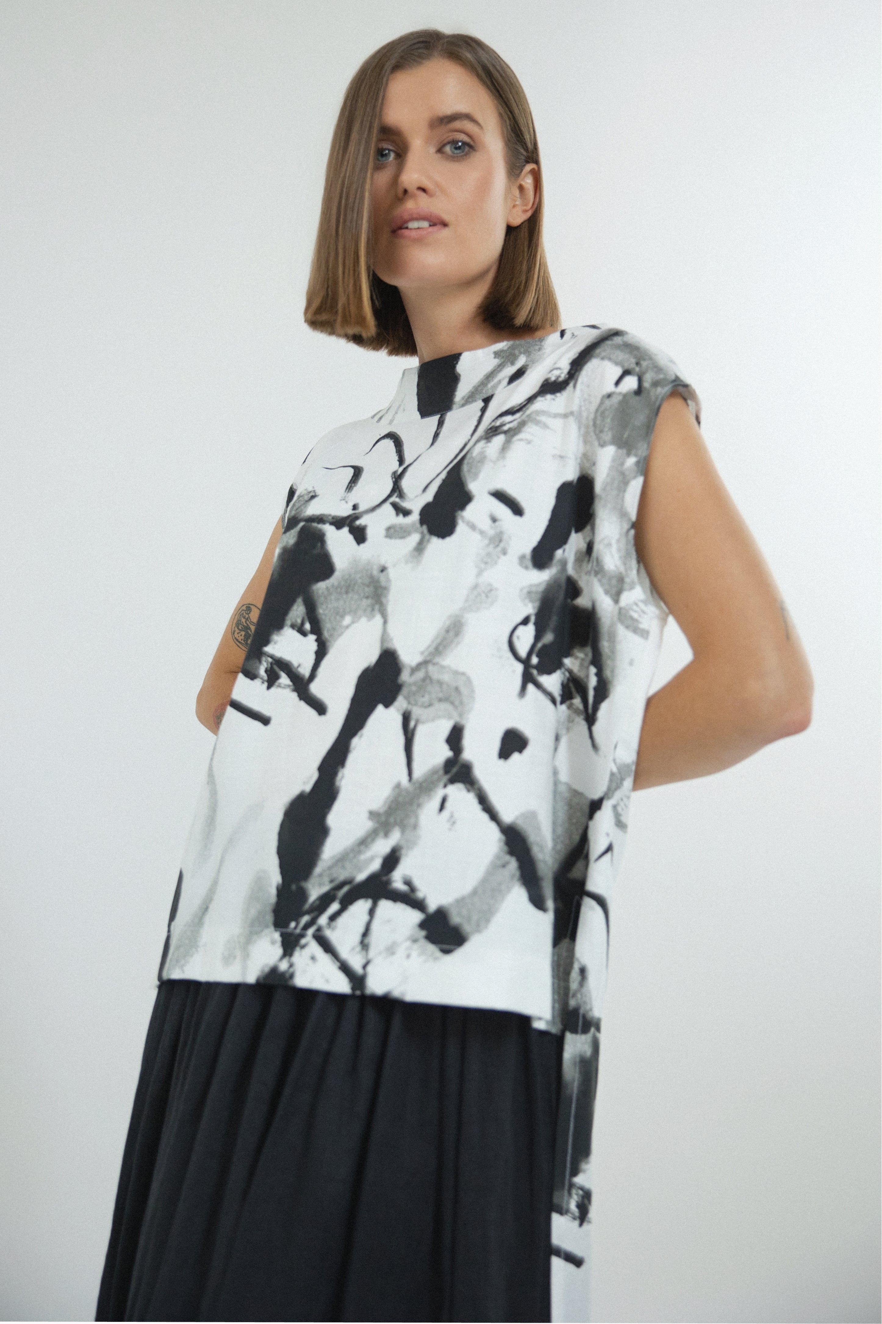 Sumi Boat Neck Top in Print | Repertoire