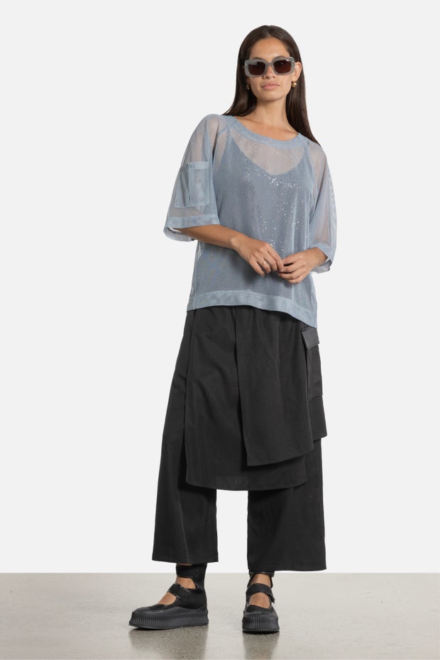 Sym Mesh Short Sleeve Top in Blue