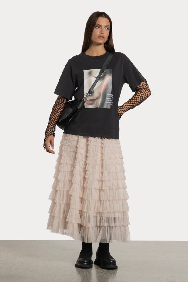 Tamara Tulle Layered Skirt in Pink
