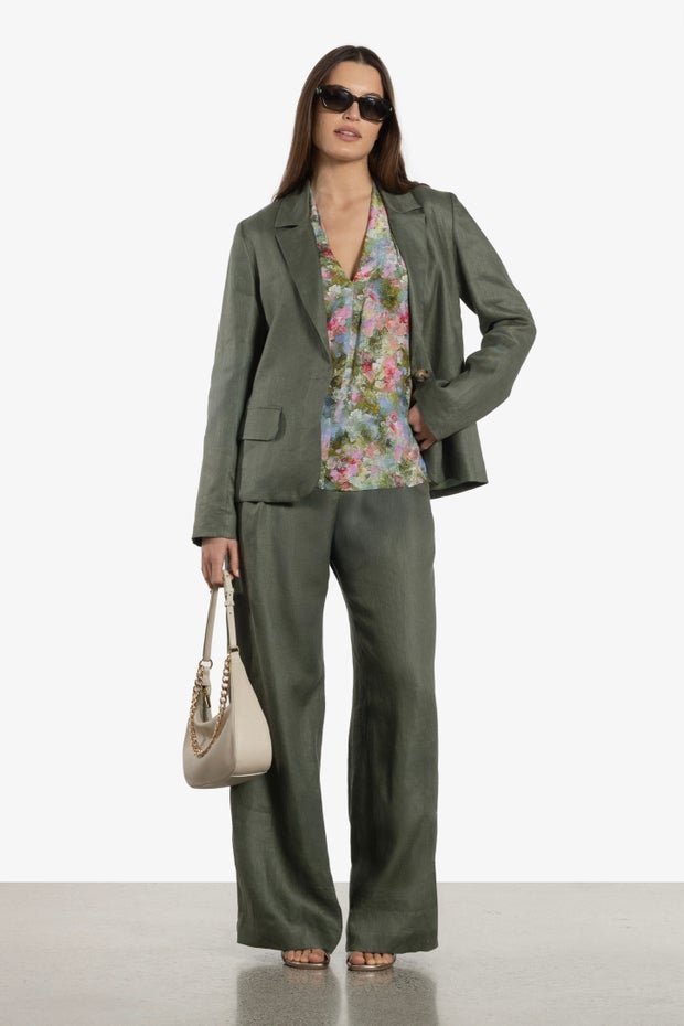 Teddy Single Breasted Blazer in Green