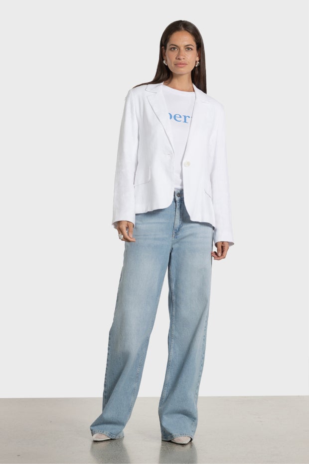 Teddy Linen Blazer in White