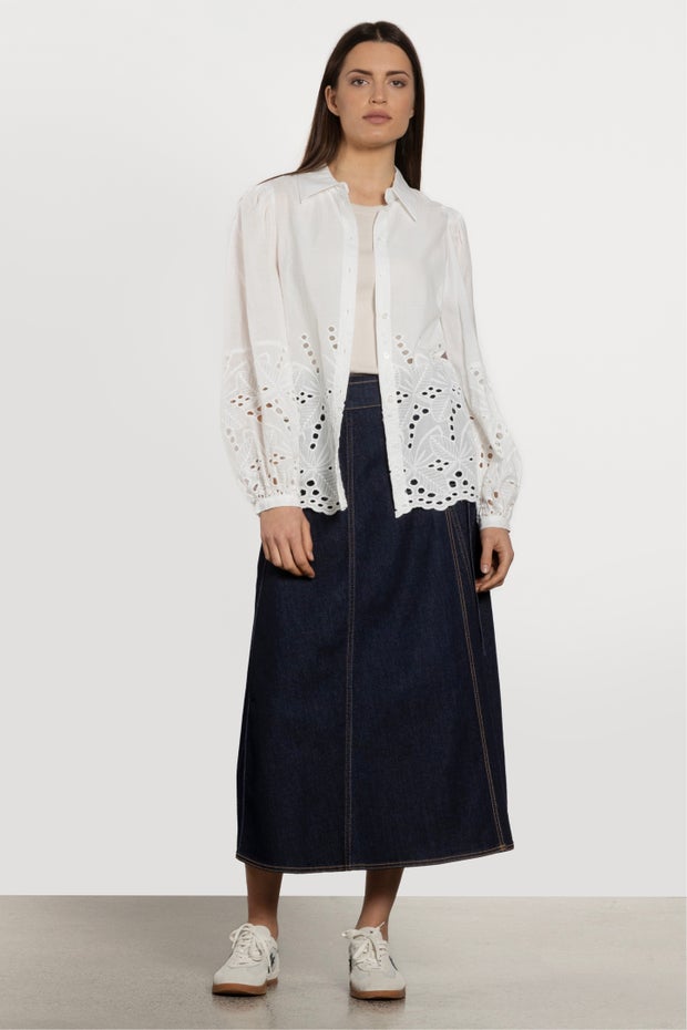 Tiffe Wrap Denim Skirt in Blue