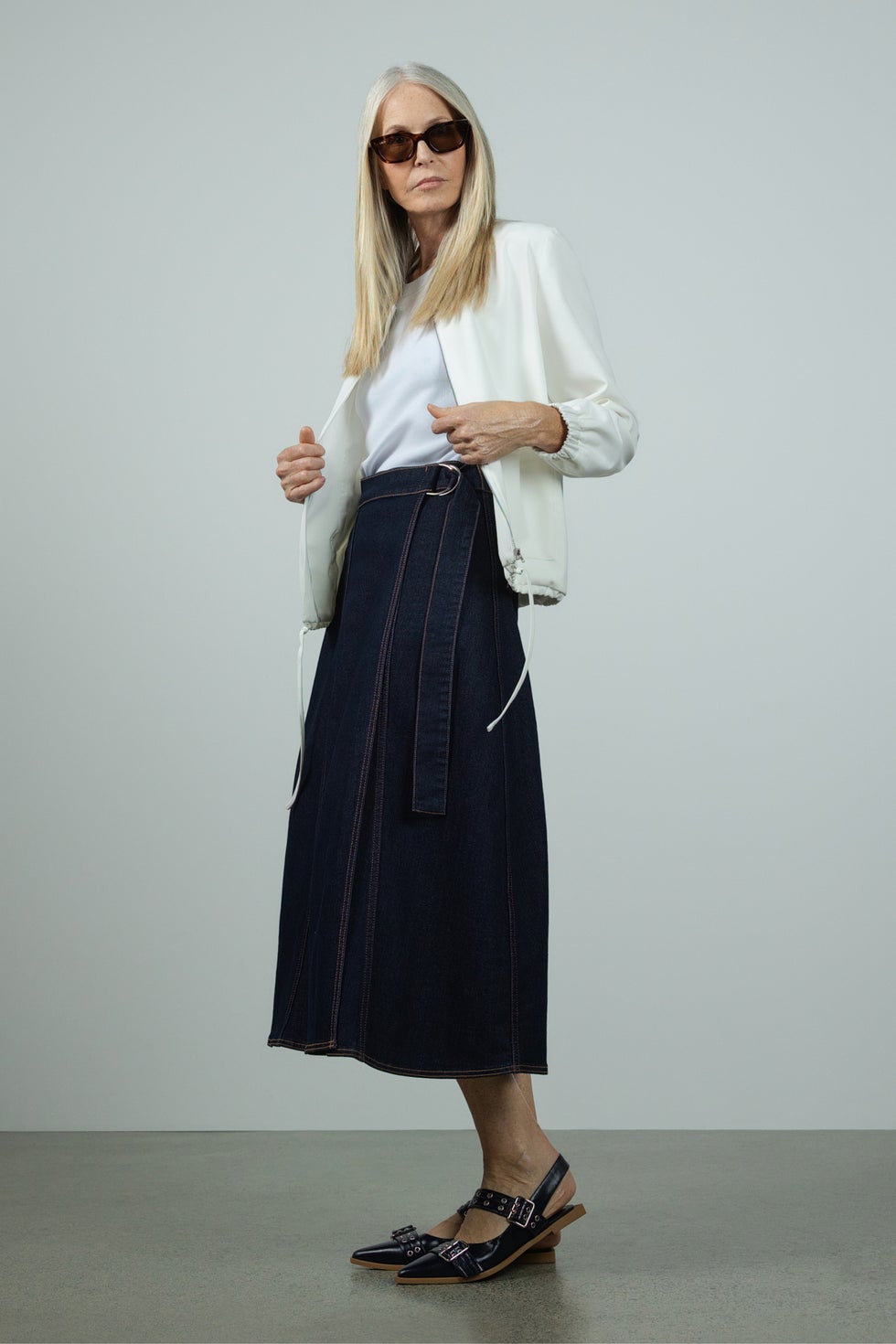 Tiffe Wrap Denim Skirt in Blue