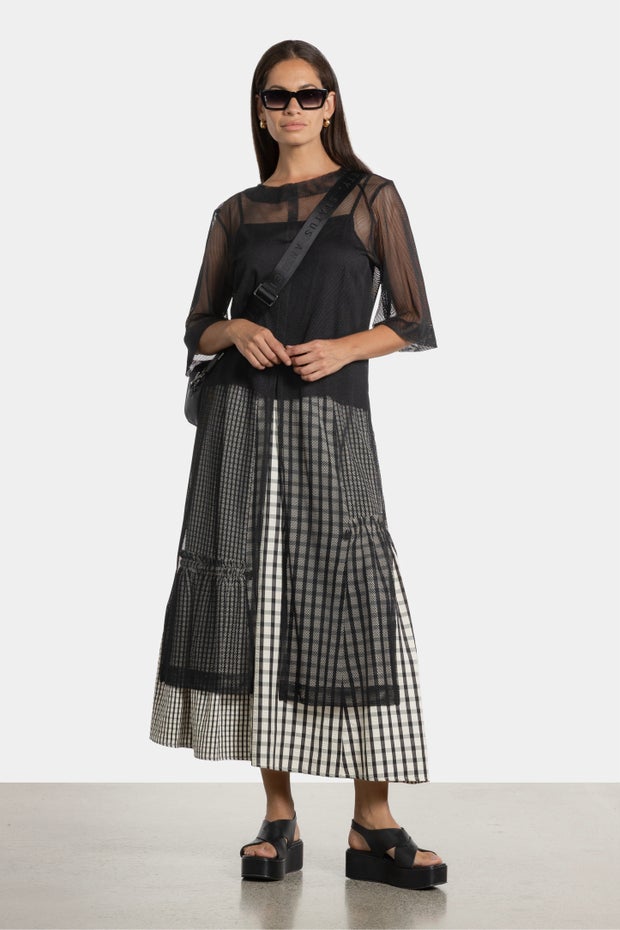 Torino Long Mesh Tunic & Cami in Black