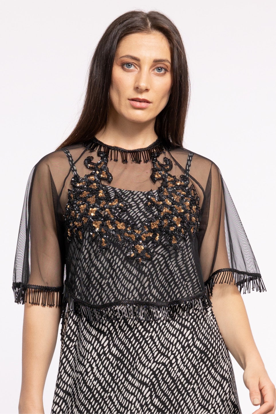 Vanity Razzle Dazzle Top in Black ONE TEASPOON Repertoire