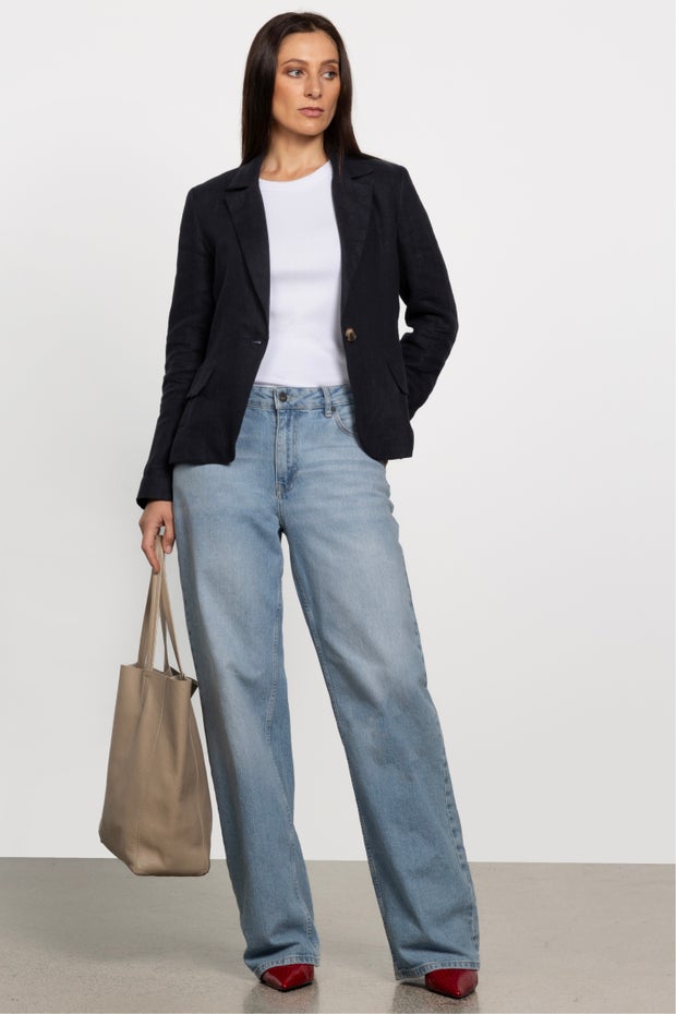 Vega Highwaist Wide Leg Jean in Blue