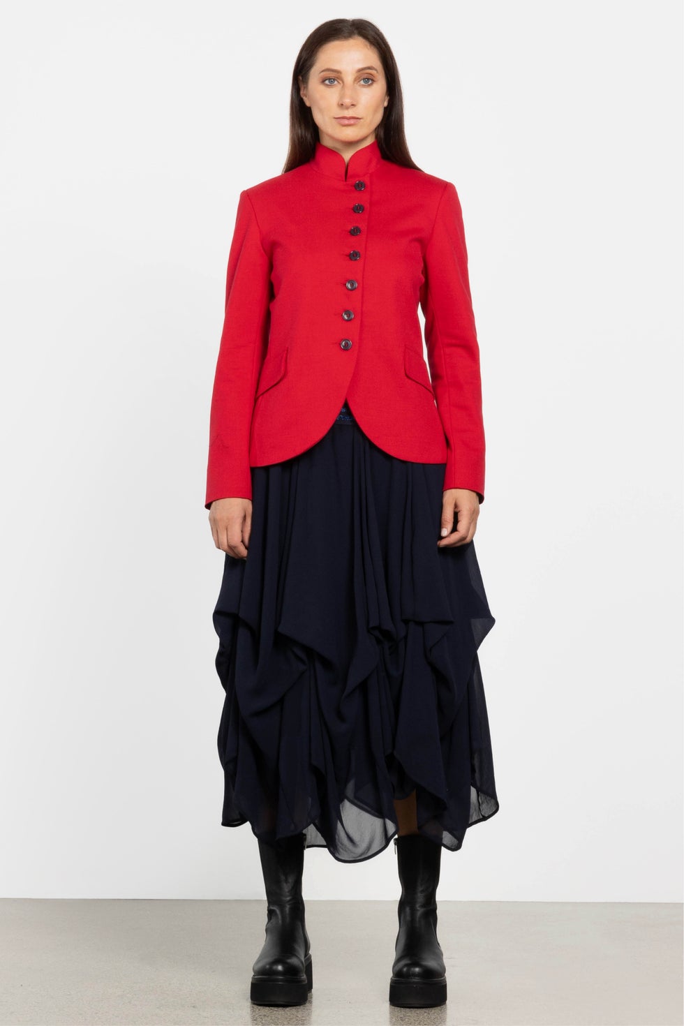 Venus Handkerchief Hem Chiffon Skirt in Blue