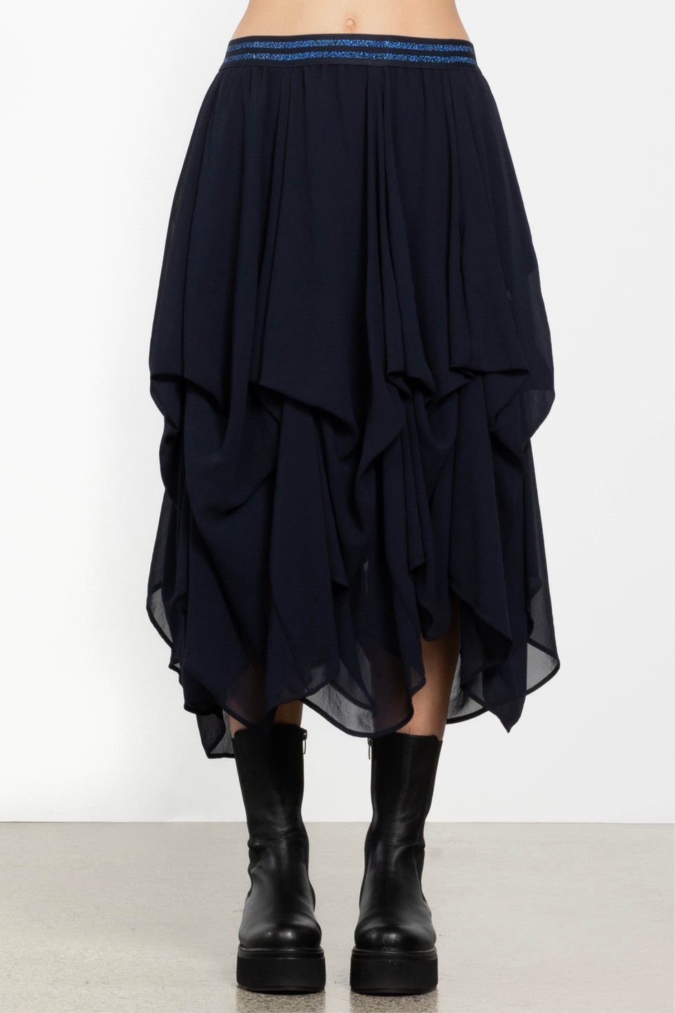 Venus Handkerchief Hem Chiffon Skirt in Blue