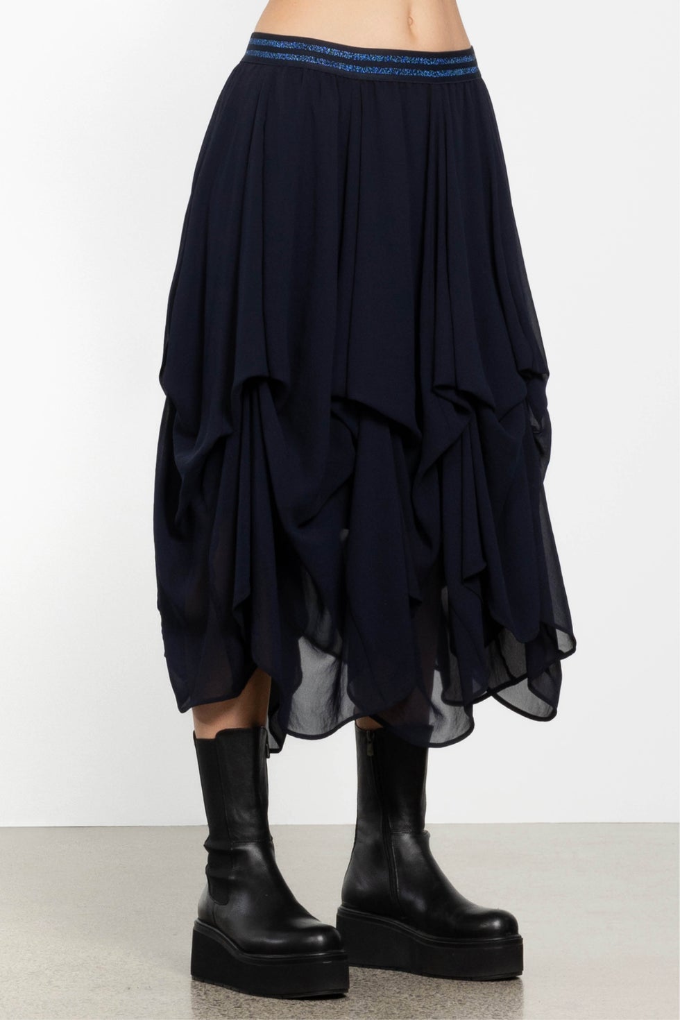 Venus Handkerchief Hem Chiffon Skirt in Blue