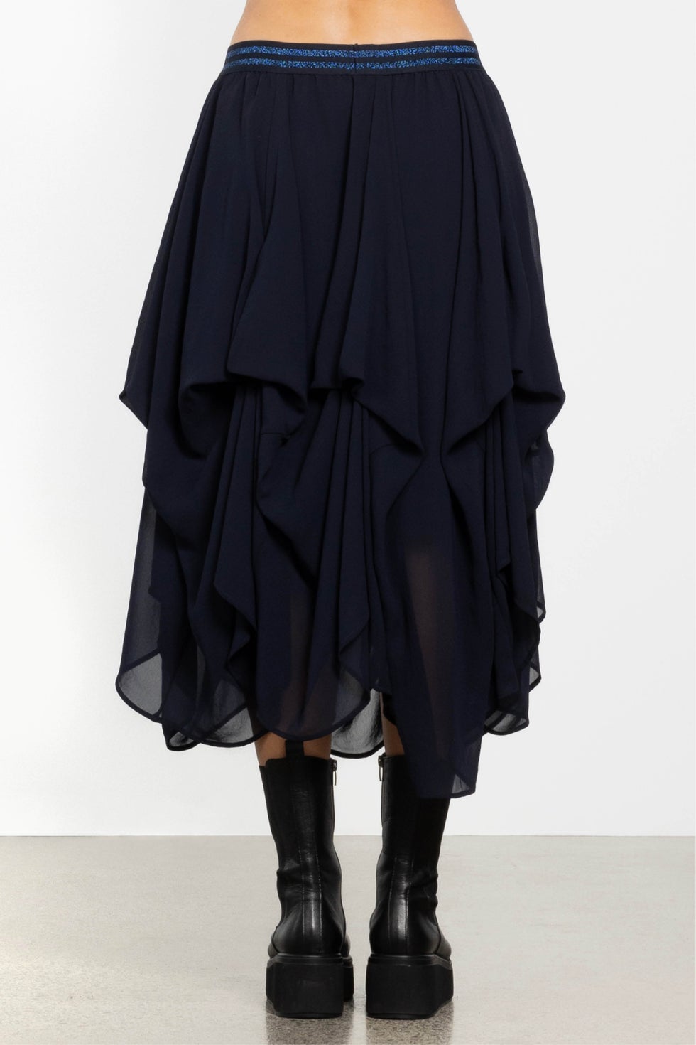 Venus Handkerchief Hem Chiffon Skirt in Blue