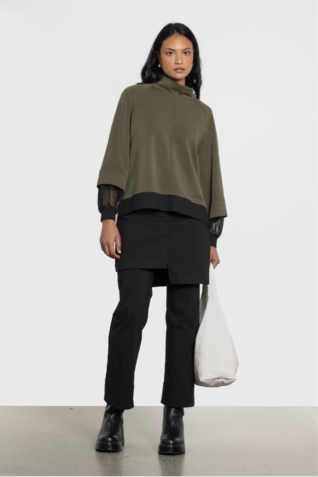 Victor High Neck Sweater in Green