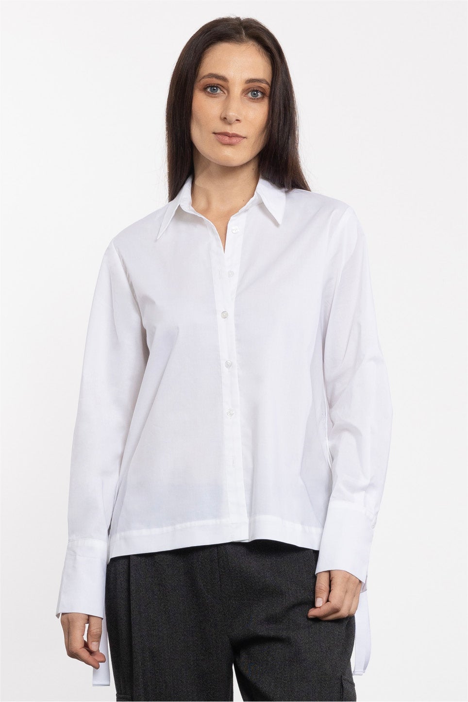 Vinci Cotton Back Print Shirt in White