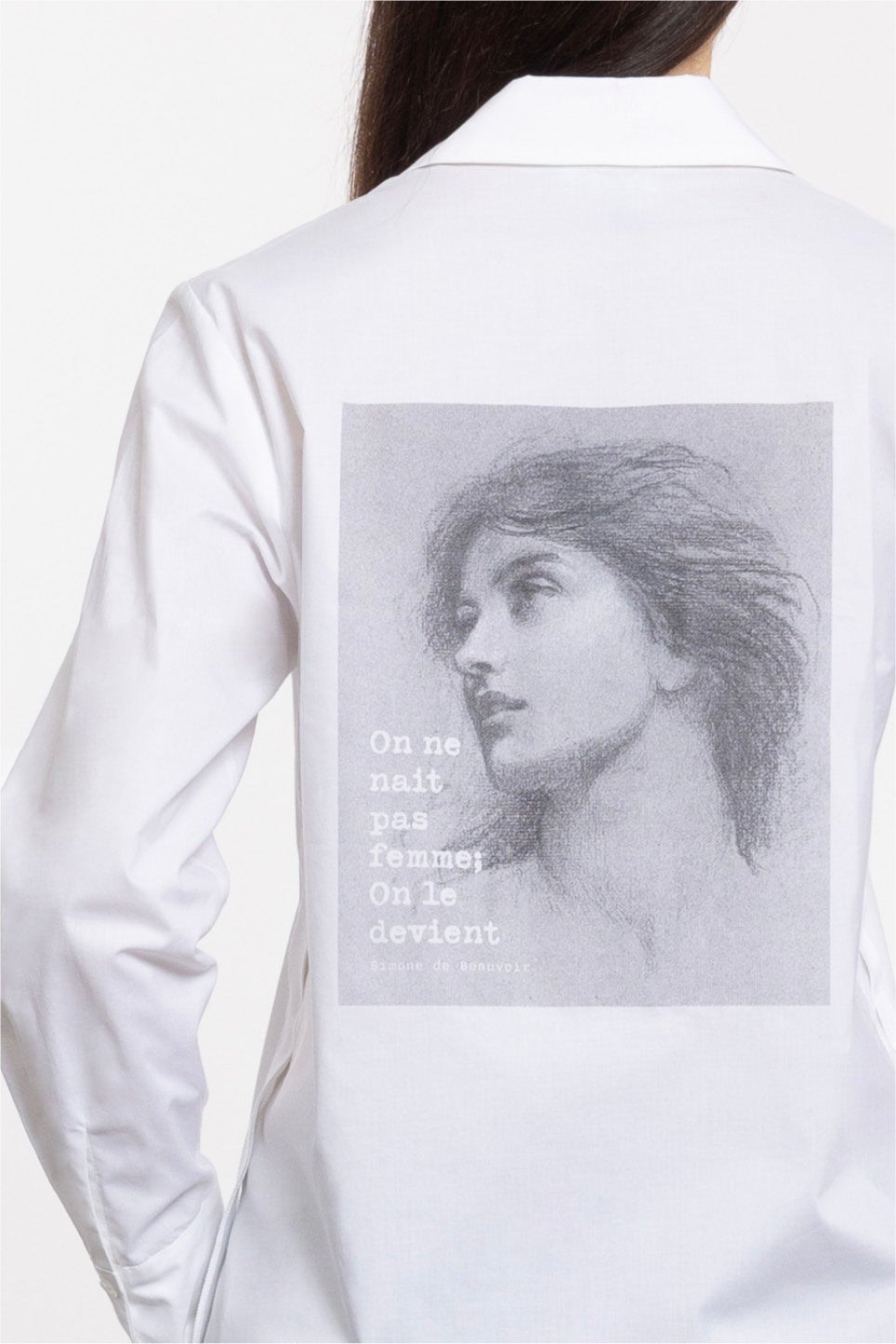 Vinci Cotton Back Print Shirt in White