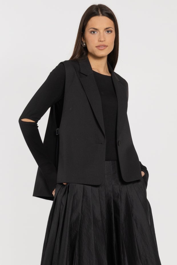 Zeb Tie Side Waistcoat in Black