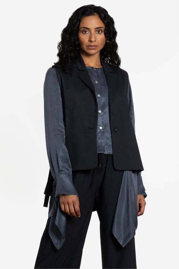 Zeb Tie Side Waistcoat in Blue